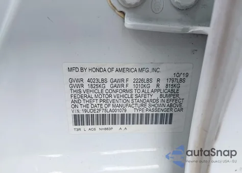 2020 Acura Ilx Premium Package/Technology Package из США, поврежденный, VIN 19UDE2F75LA001079